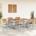 Juego de Comedor de Jardín Conjunto de 7 Gris, Madera Metal