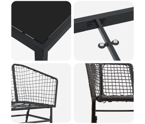 Juego de Comedor de Jardín  de 3 piezas Negro Poliratán