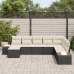Conjunto de Sofá de Jardín de 8 Piezas con Cojines Negro Poliratán Acacia