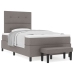Cama Box Spring  con Colchón y Banco Taupe 120x200 cm Tela