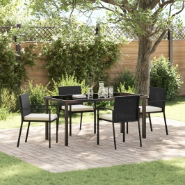 Set de 5 Piezas de Comedor de Jardín  Negro Poliratán