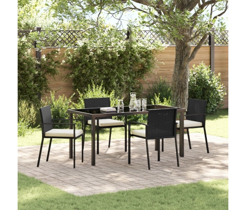 Set de 5 Piezas de Comedor de Jardín  Negro Poliratán