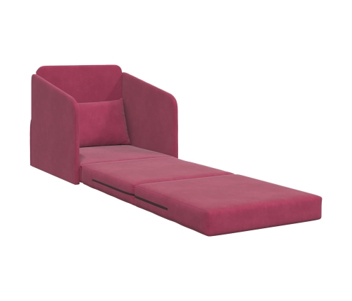 Sofá Cama de Piso  2-en-1 Burdeos 65x80x83 cm de Terciopelo