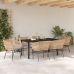Set de Comedor de Jardín de 7 Piezas  con Cojines Marrón Ratán Polimérico