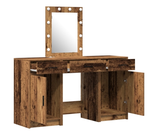 Set de tocador de 3 piezas  con LED de madera envejecida