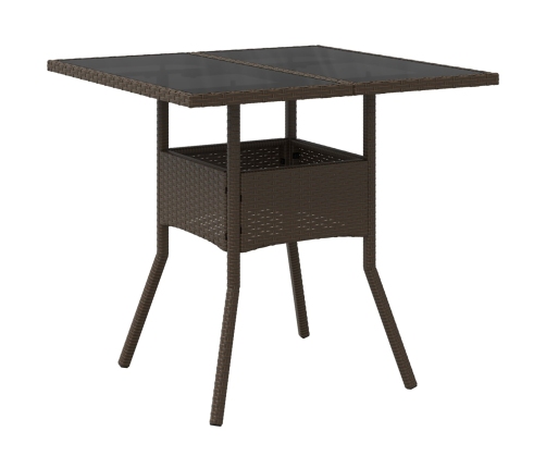 Conjunto de Comedor de Jardín  de 3 Piezas Marrón Ratán Poliéster