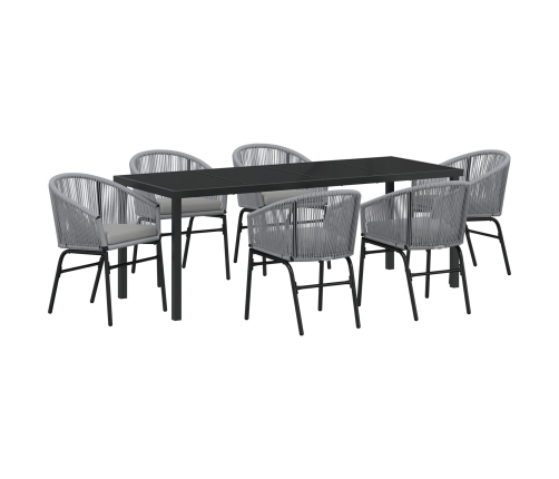 Conjunto de comedor de jardín de 7 piezas  Gris Ratán Sintético