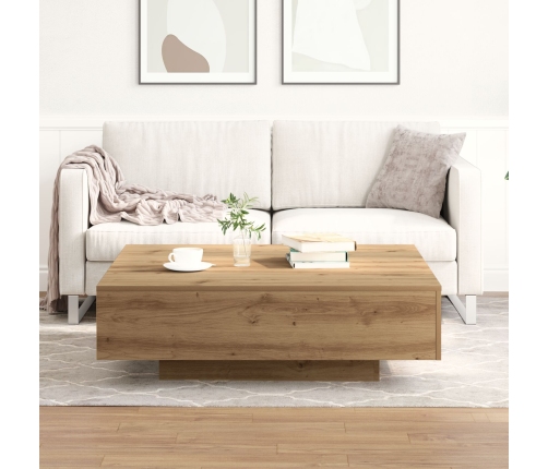Mesa de café  Artisan de 100x100x31 cm en madera de ingeniero color roble