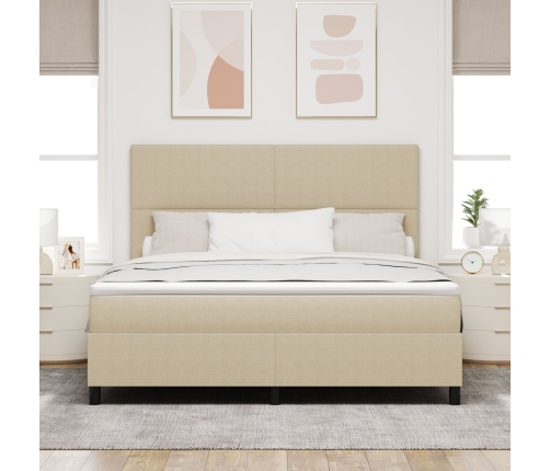 Cama con Box Spring  con Colchón Verde Claro Gris Super King Tela de Corduroy