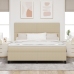 Cama con Box Spring  con Colchón Verde Claro Gris Super King Tela de Corduroy