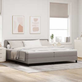 Estructura de Cama con Colchón Gris Claro Tela 200 x 200 cm