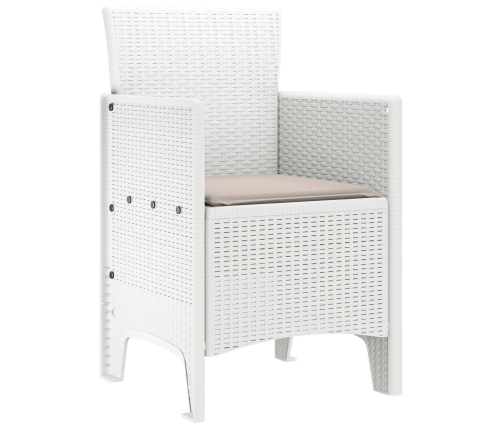 Silla de Jardín  Set de 4 Blanco con cojines taupe