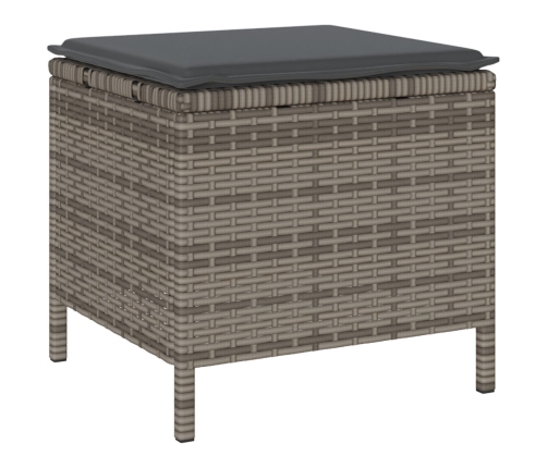 Conjunto de Comedor de Jardín de 3 Piezas con Cojines Gris en Poliratán y Acacia