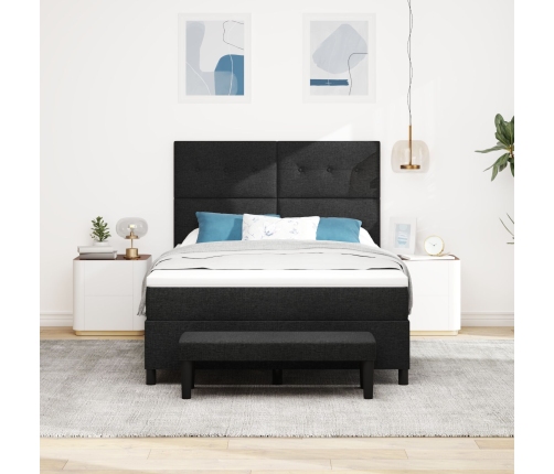 Cama con Somier y Colchón Negro 140x200 cm Tela