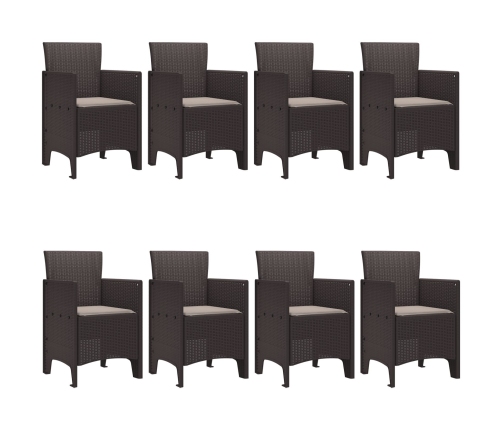 Conjunto de Comedor de Jardín de 9 Piezas con Cojines Marrón Rattan Sintético