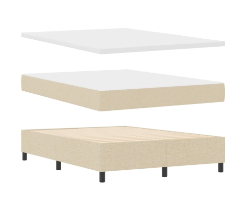 Cama Box Spring  con Colchón y Banco Crema 140x190 cm Tela