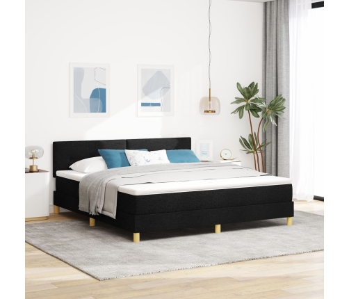 Cama Box Spring  con Colchón Negra 180x200 cm Tela