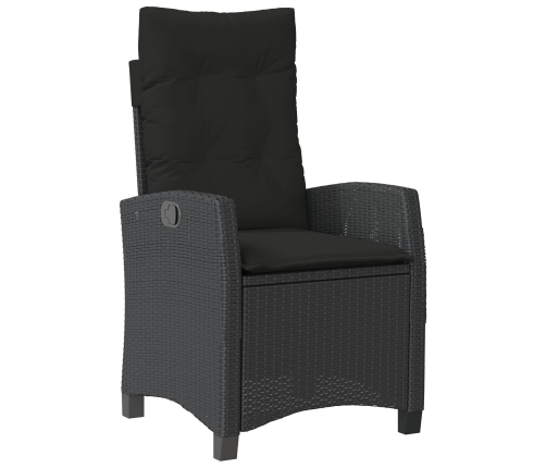 Set de Comedor de Jardín  de 7 Piezas con Cojines Poliratán Negro