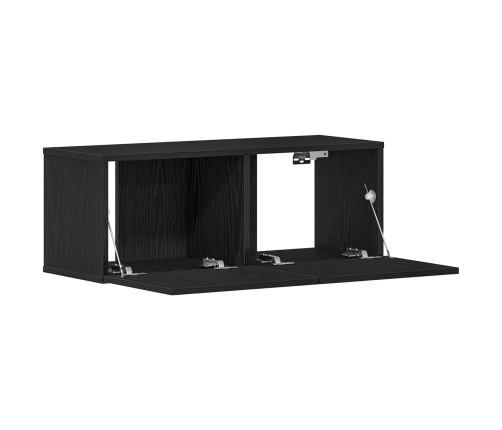 Armarios de Pared para TV  (Juego de 2) - Roble Negro, 80x30x30 cm, Hecho de Madera Elaborada