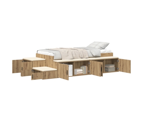 Cama de Almacenamiento Roble Artesanal Madera Elaborada