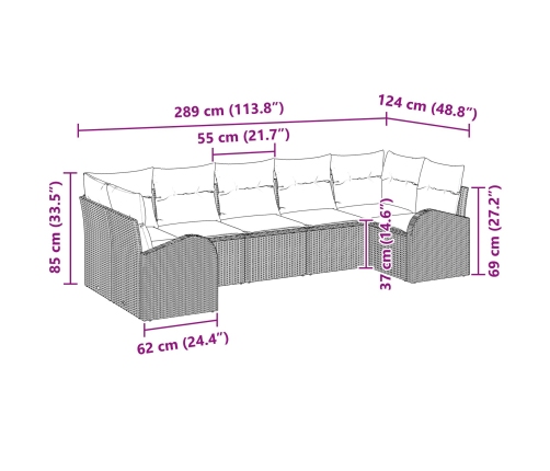 Conjunto de Sofá de Jardín  Set de 7 Beige Ratán Sofá de Jardín