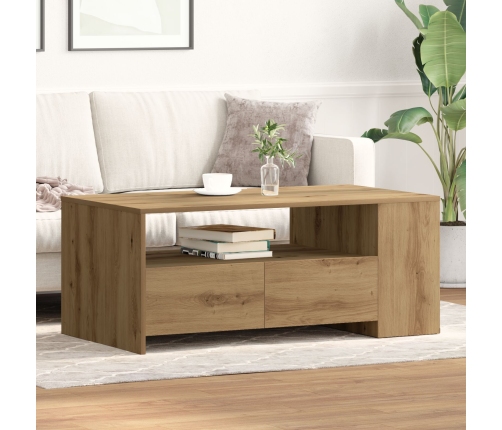 Mesa de Café  - Roble Artesanal - 102x55x43.5 cm - Hecha de Madera Elaborada