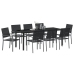 Set de 5 Negro Ratán PE, Acero Recubierto de Polvo
