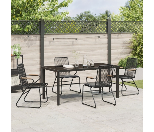Juego de Comedor Jardín  de 5 Piezas Negro Ratán PVC