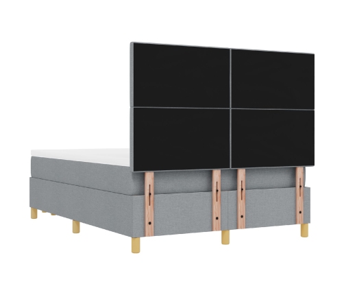 Cama con Base y Colchón y Banco Gris Claro 140x200 cm Tela