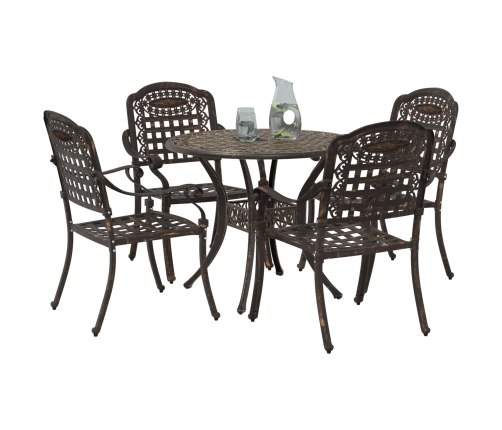 Juego de Comedor para Jardín de 5 Piezas de  en Aluminio Fundido Bronce