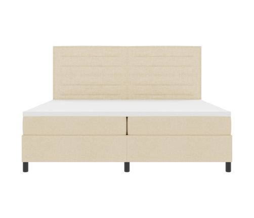 Cama Box Spring  con Colchón Crema 200x200 cm Tela