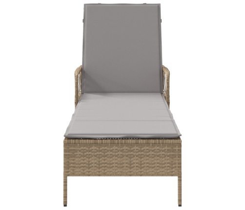 Tumbona Beige y gris claro Ratán PE 157 x 55 x 92 cm Plegable