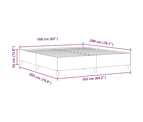 Estructura de cama Gris oscuro 160x200 cm Tejido de canalé