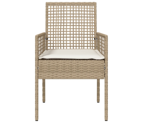 sillas de jardín  2 pcs con cojines beige de ratán
