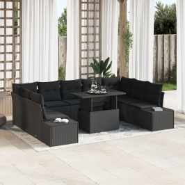 Conjunto de Sofá de Jardín  Set de 10 Negro
