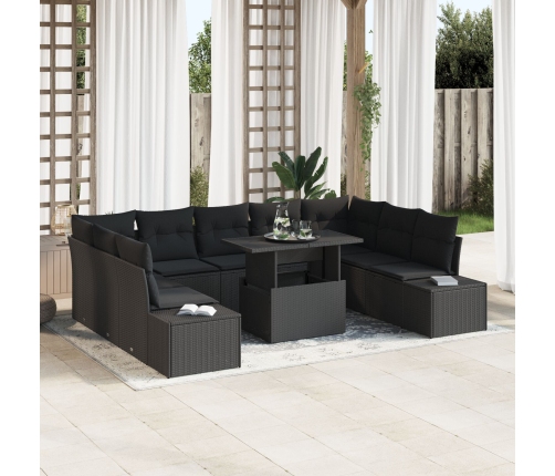 Conjunto de Sofá de Jardín  Set de 10 Negro