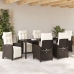 Set de Comedor de Jardín de 7 Piezas Marrón Ratán Poliéster