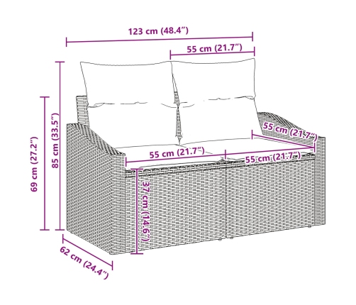 Conjunto de Comedor de Jardín de 6 Piezas con Cojines Gris Poliratán Acacia