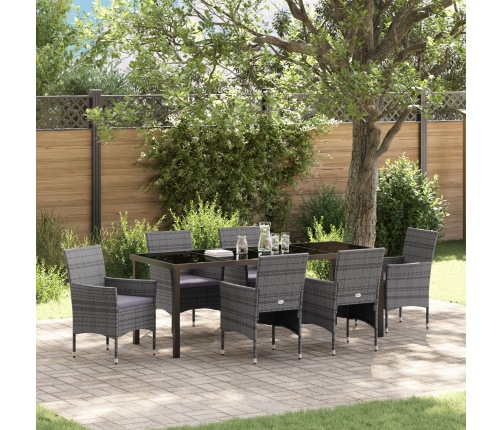 Set de Comedor de Jardín de 2 Piezas Gris Ratán de Poliéster