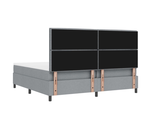 Cama con somier  con colchón y luz LED gris 200x200 cm de tela