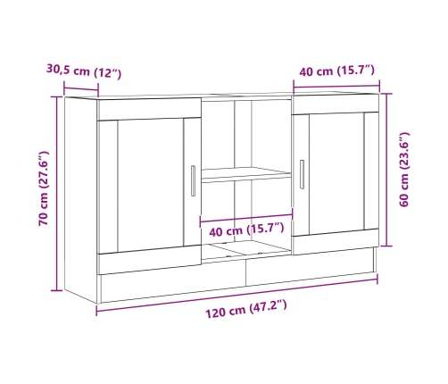 Mueble Auxiliar Roble Negro Madera de calidad y vidrio Mediano