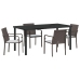 Conjunto de comedor de jardín de 5 piezas con cojines de poliratán marrón