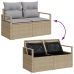 Conjunto de Sofás de Jardín de 10 Piezas con Cojines Beige Poliratán Acacia, Sofá de Jardín de 2 Plazas con Almacenamiento y Cojines Beige Poliratán, Conjunto de Comedor de Jardín de 4 Piezas con Cojines Beige Poliratán Acacia
