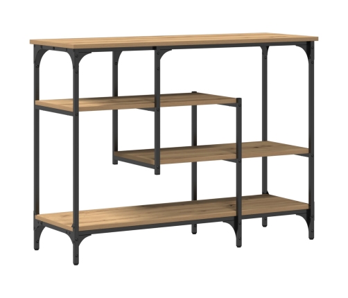 Mesa de Consola  Roble Artesanal 100x35x75 cm Madera Elaborada y Acero