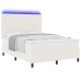 Cama con base de muelles  con colchón y luz LED crema 160x200 cm de tela de corduroy
