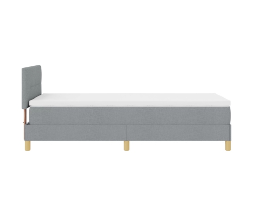 Cama con base  con colchón y LED gris claro 100x200 cm tela