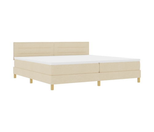 Cama con Base de Resortes con Colchón Crema 200x200 cm Tela