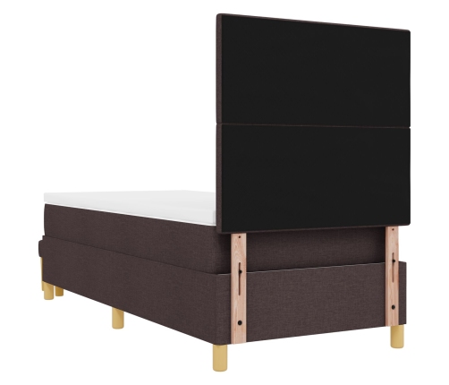 Cama Box Spring  con colchón y banco Marrón Oscuro 100x200 cm Tela