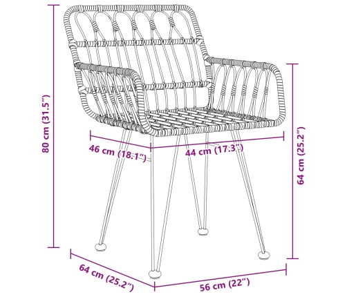 Conjunto de Comedor de Jardín  de 7 Piezas Negro Poliratán