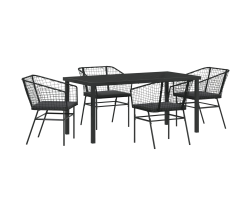Set de 3 Negro Poliratán, Acero con recubrimiento en polvo Medio
